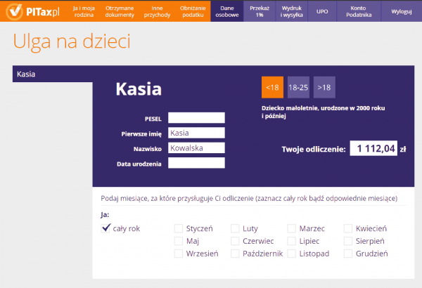 ulga na dzieci