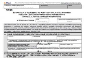 PIT-BR - załącznik z kosztami na działalność badawczo-rozwojową