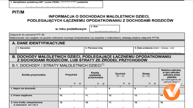 PIT-M - załącznik do PIT-37 o przychodach dziecka