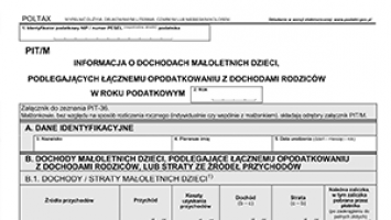 PIT-M - załącznik do PIT-37 o przychodach dziecka