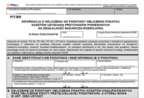 PIT-BR - załącznik z kosztami na działalność badawczo-rozwojową